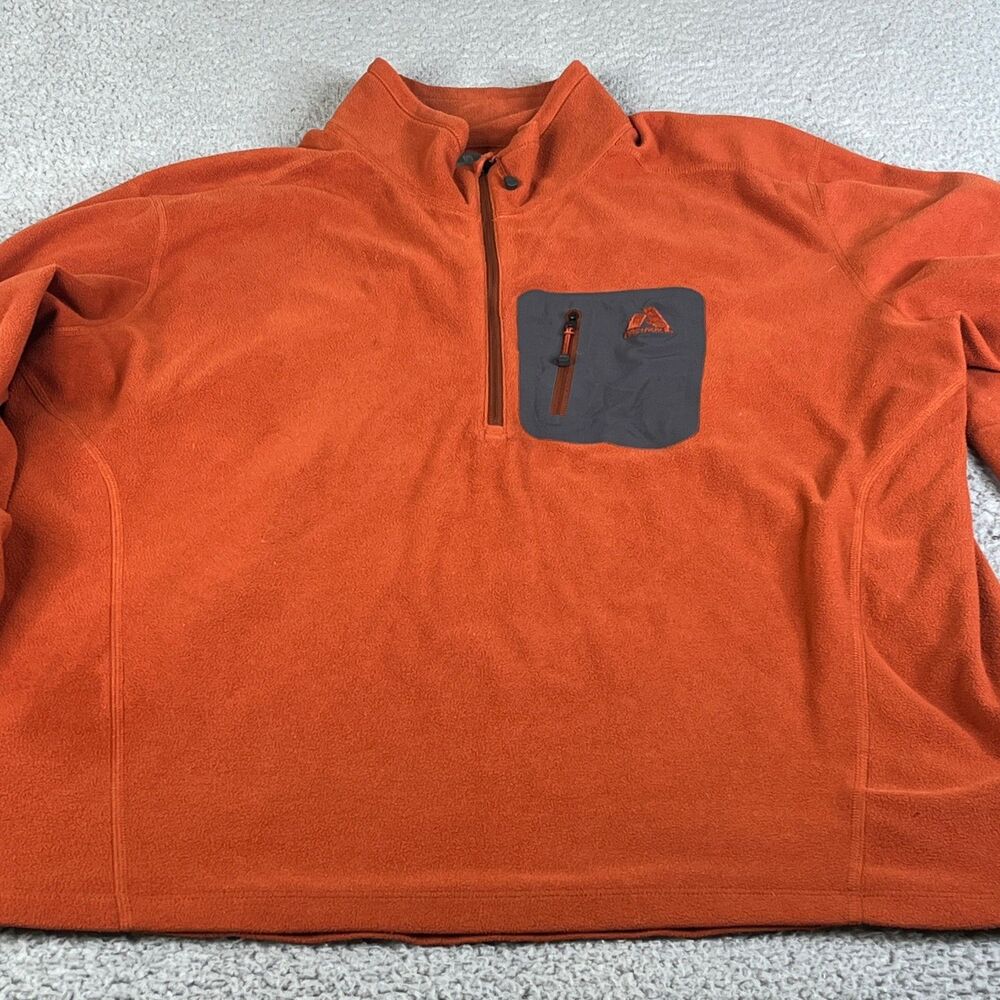 EDDIE BAUER First Ascent Fleece Sweater Mens XXL Orange 1/2 Zip Pullover Layer